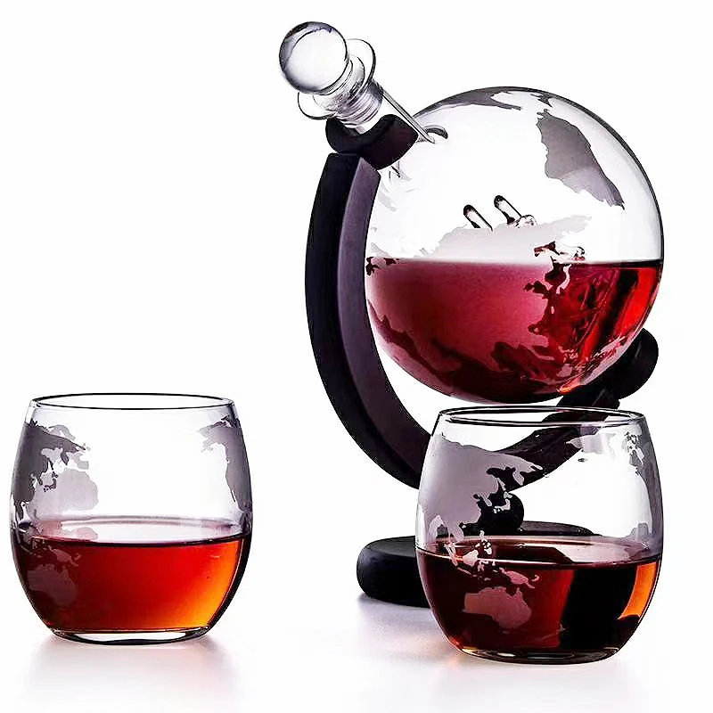 Decanter Globe Set - Viski bardağı seti kristal küre likör