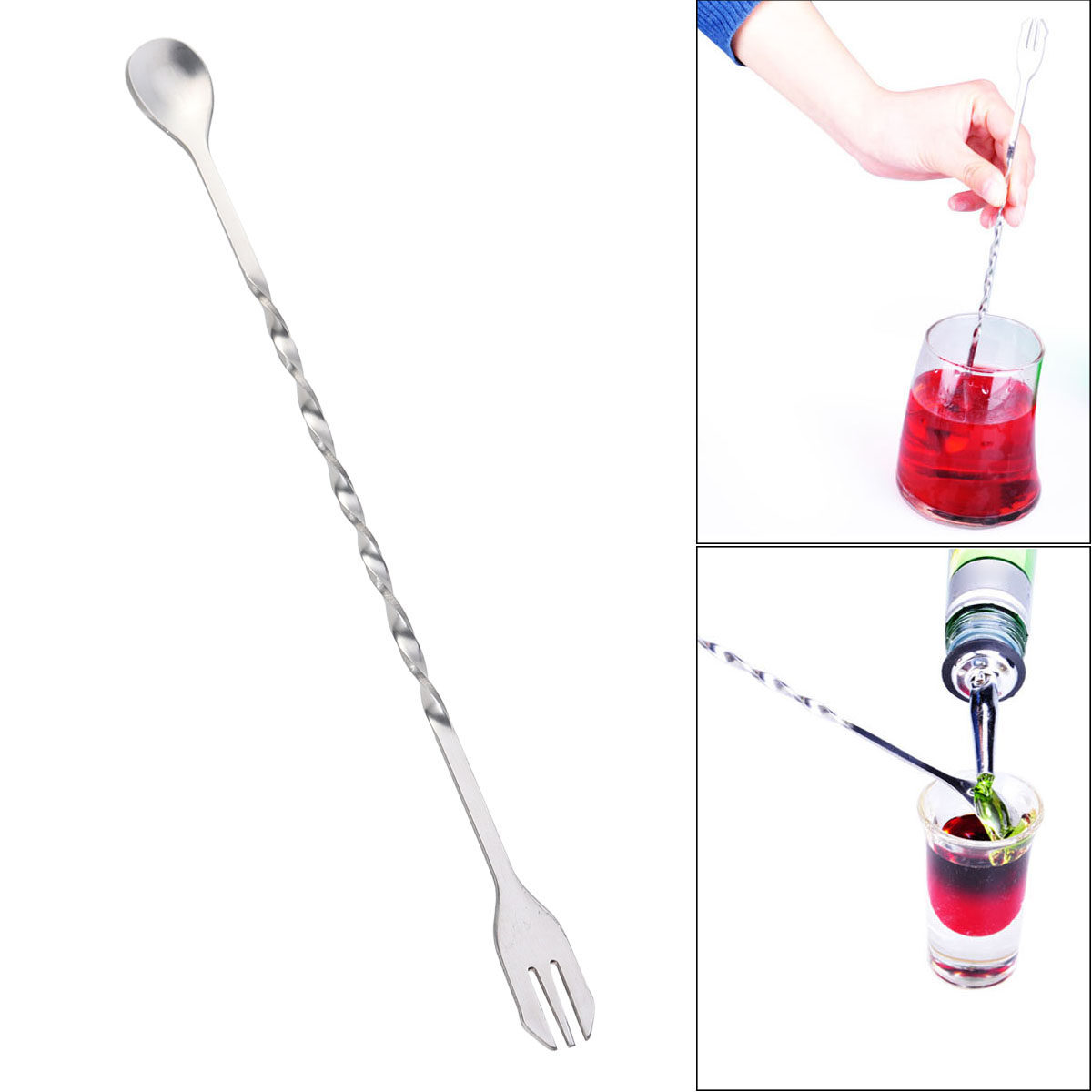 Bar Spoon Twisted - Paslanmaz Çelik Bükümlü Kaşık Karıştırma Çatalı