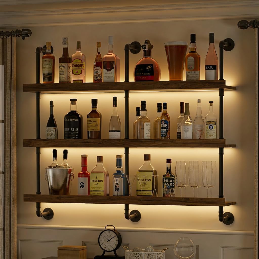 Duvara Monte LED Işıklı Üç Kat - Home Bar Shelf incelemesi ve fiyatı