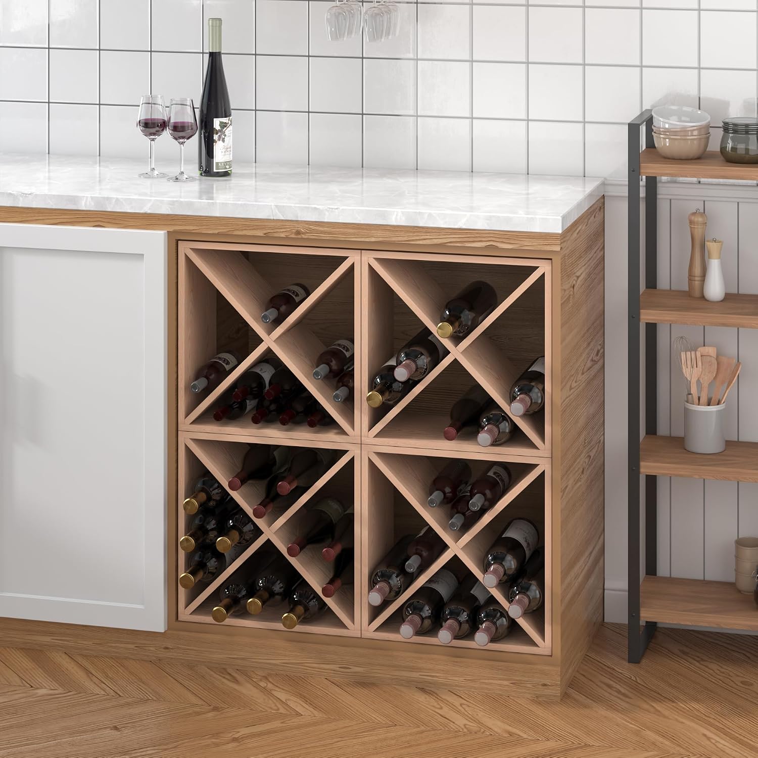 96 Şişe Şarap Rafı Tezgah Üstü - Home Bar Shelf incelemesi ve fiyatı